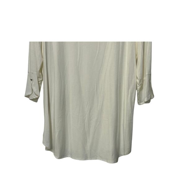 Chico's Zenergy Envelope Hem Tunic Top 3/4 Sleeves 2 Women's 12/14 White/Ivory - Picture 9 of 11